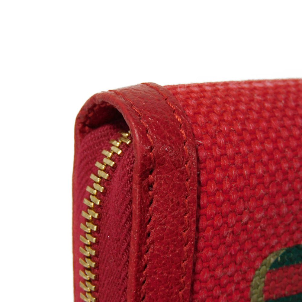 GUCCI Long Wallet Purse 524790 9SBCG 9093 Baiadella Linen Canvas x Calfskin Leather Tricolor Byadera stripes logo zip around wallet Women(Unisex) Used