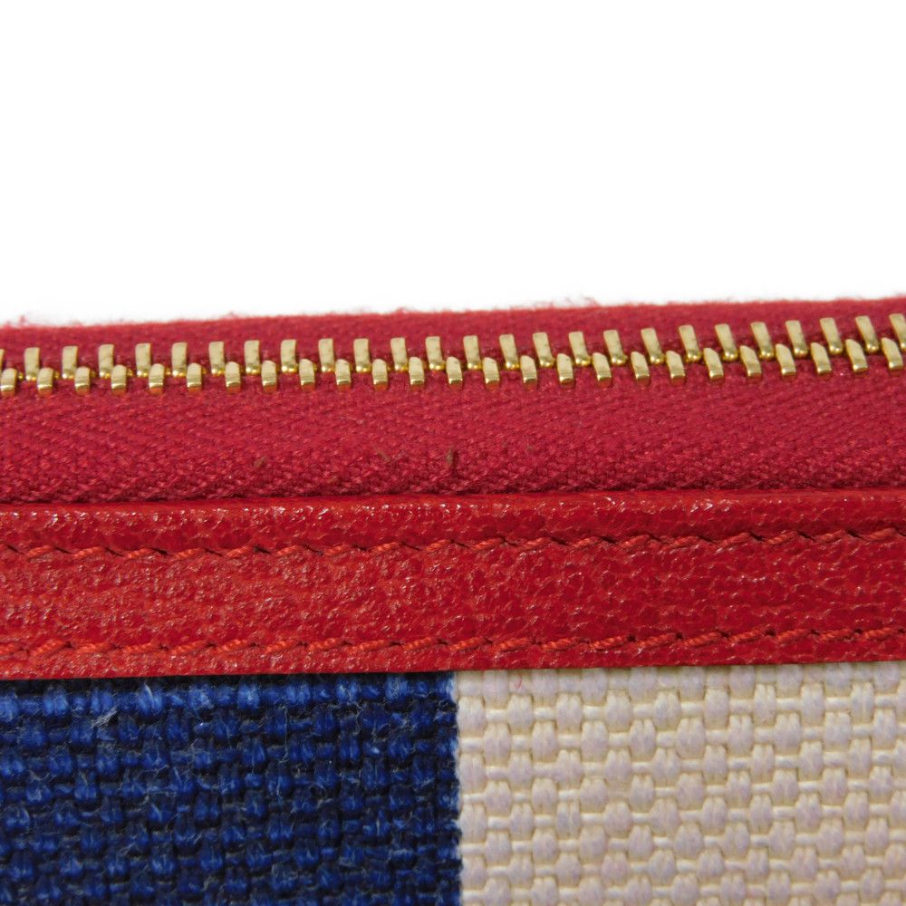 GUCCI Long Wallet Purse 524790 9SBCG 9093 Baiadella Linen Canvas x Calfskin Leather Tricolor Byadera stripes logo zip around wallet Women(Unisex) Used