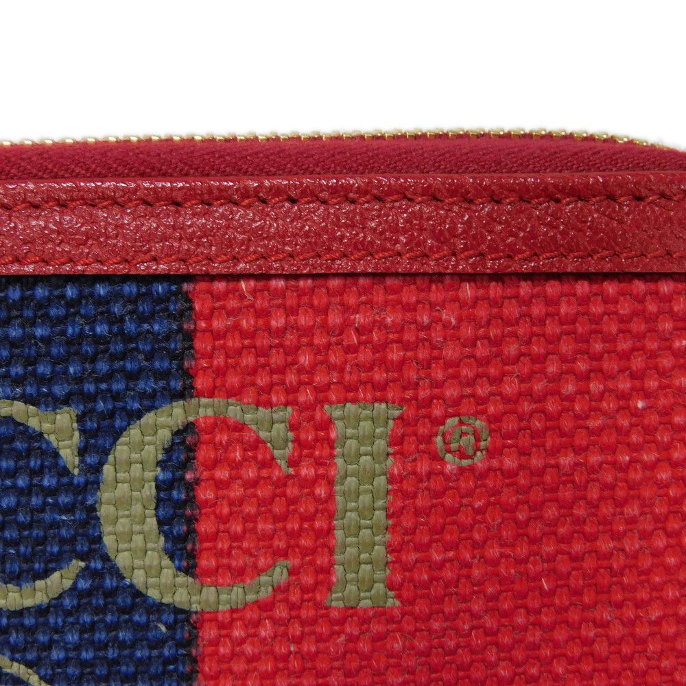 GUCCI Long Wallet Purse 524790 9SBCG 9093 Baiadella Linen Canvas x Calfskin Leather Tricolor Byadera stripes logo zip around wallet Women(Unisex) Used