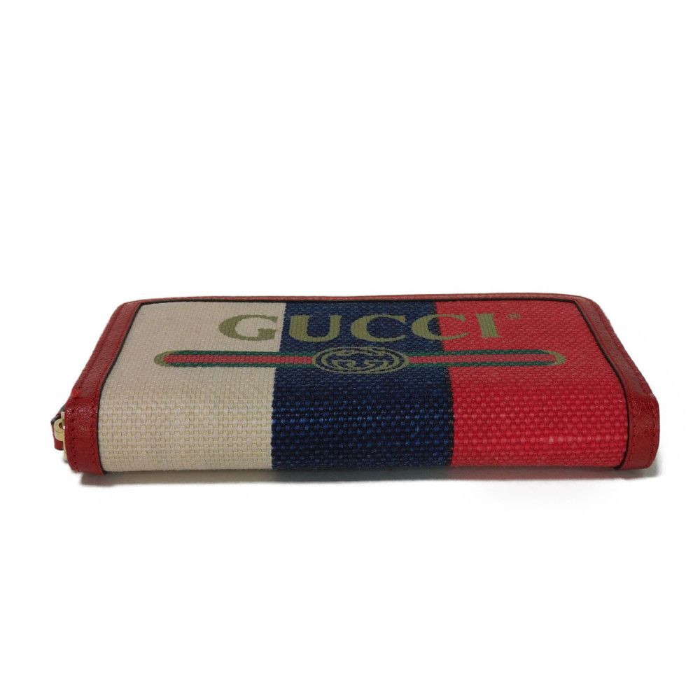 GUCCI Long Wallet Purse 524790 9SBCG 9093 Baiadella Linen Canvas x Calfskin Leather Tricolor Byadera stripes logo zip around wallet Women(Unisex) Used