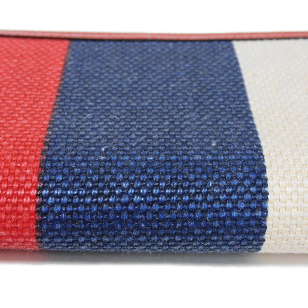 GUCCI Long Wallet Purse 524790 9SBCG 9093 Baiadella Linen Canvas x Calfskin Leather Tricolor Byadera stripes logo zip around wallet Women(Unisex) Used