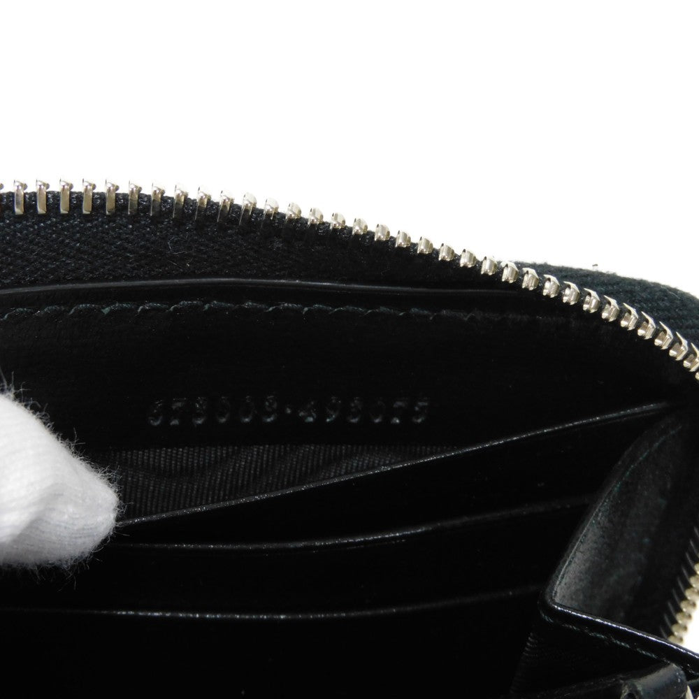 GUCCI Long Wallet Purse 673003 92TCN 1000 GG Supreme canvas (polyurethane processing) x Calfskin leather black GG Supreme Interlocking G zip-around wallet mens Used