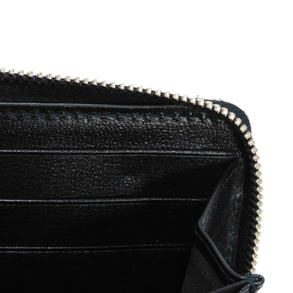 GUCCI Long Wallet Purse 673003 92TCN 1000 GG Supreme canvas (polyurethane processing) x Calfskin leather black GG Supreme Interlocking G zip-around wallet mens Used