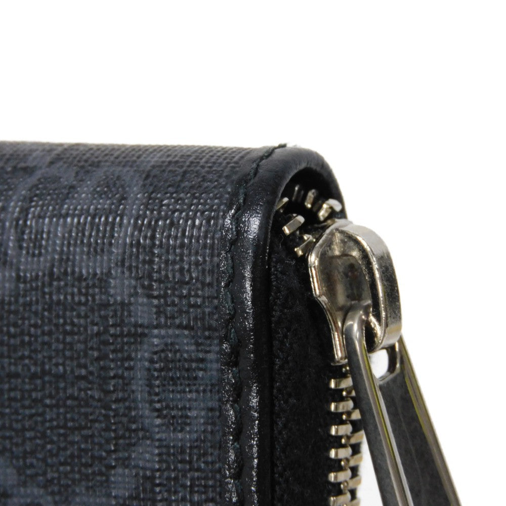 GUCCI Long Wallet Purse 673003 92TCN 1000 GG Supreme canvas (polyurethane processing) x Calfskin leather black GG Supreme Interlocking G zip-around wallet mens Used
