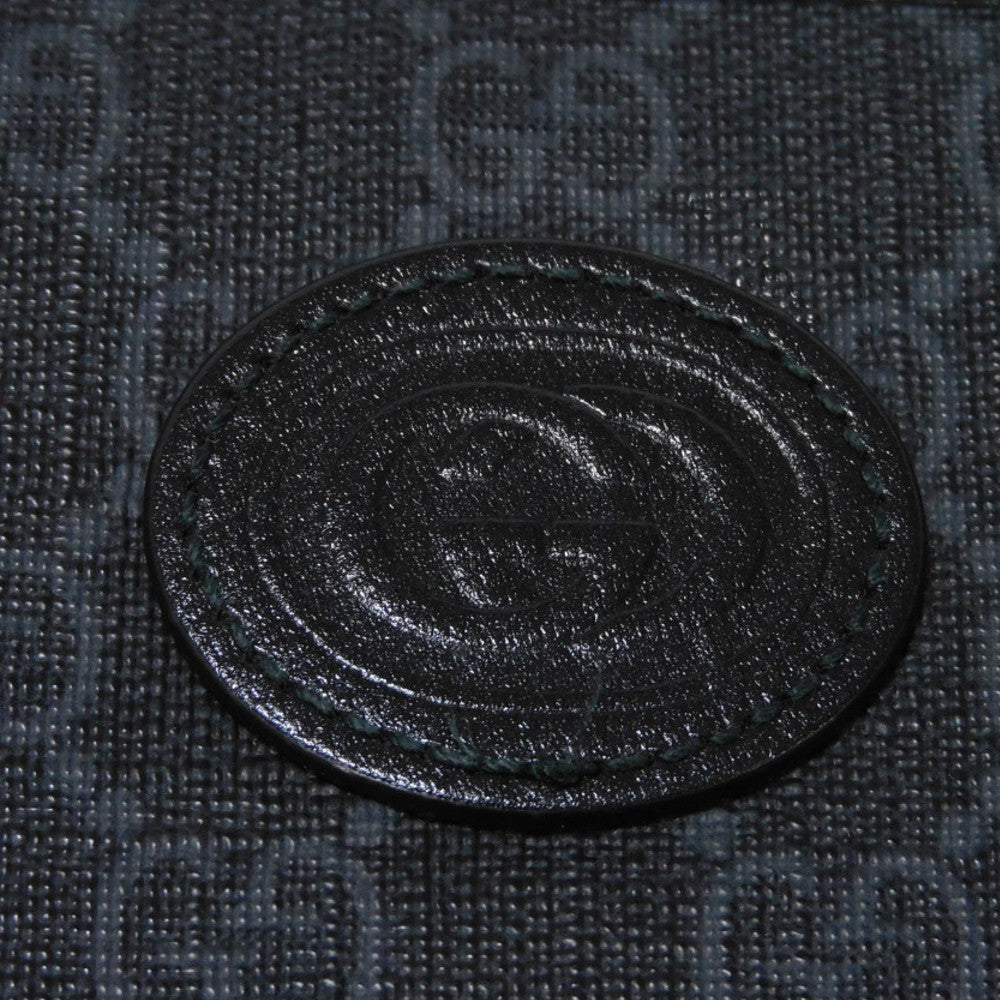 GUCCI Long Wallet Purse 673003 92TCN 1000 GG Supreme canvas (polyurethane processing) x Calfskin leather black GG Supreme Interlocking G zip-around wallet mens Used