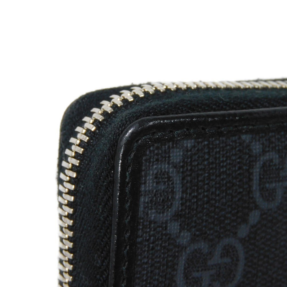 GUCCI Long Wallet Purse 673003 92TCN 1000 GG Supreme canvas (polyurethane processing) x Calfskin leather black GG Supreme Interlocking G zip-around wallet mens Used