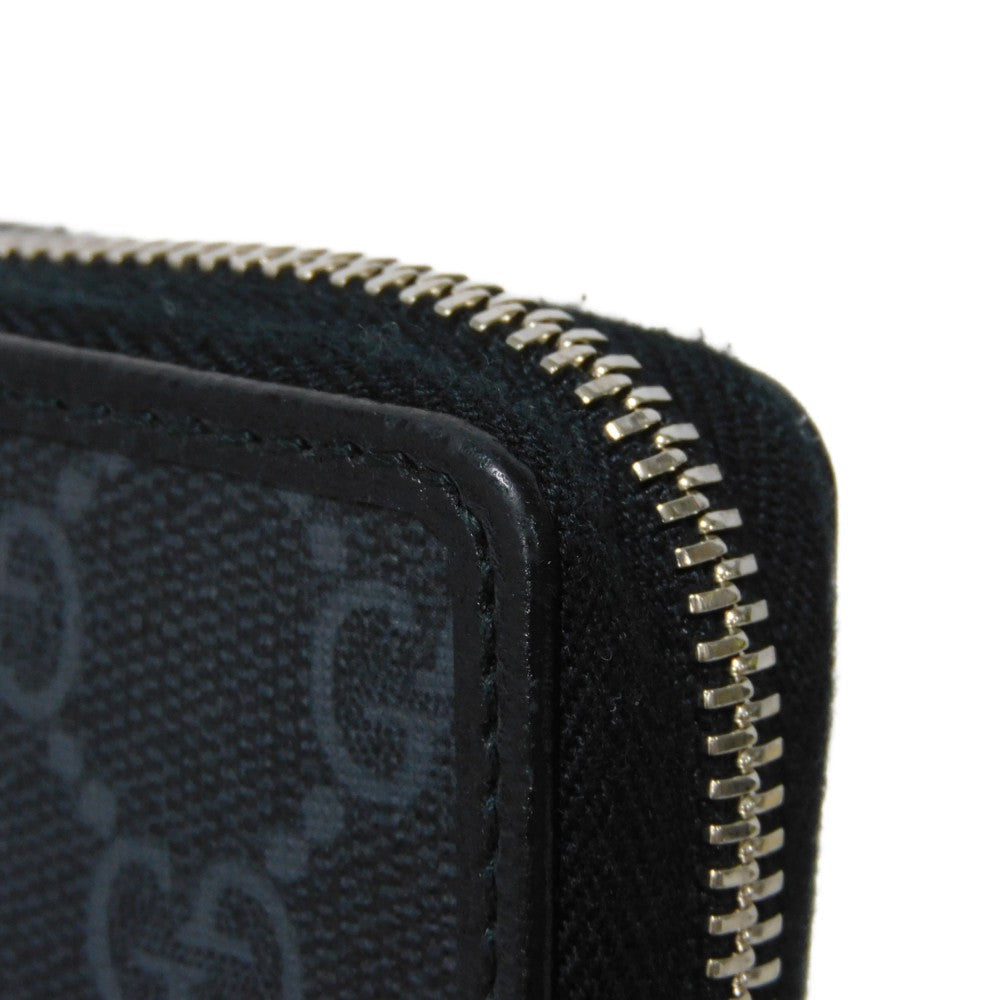 GUCCI Long Wallet Purse 673003 92TCN 1000 GG Supreme canvas (polyurethane processing) x Calfskin leather black GG Supreme Interlocking G zip-around wallet mens Used