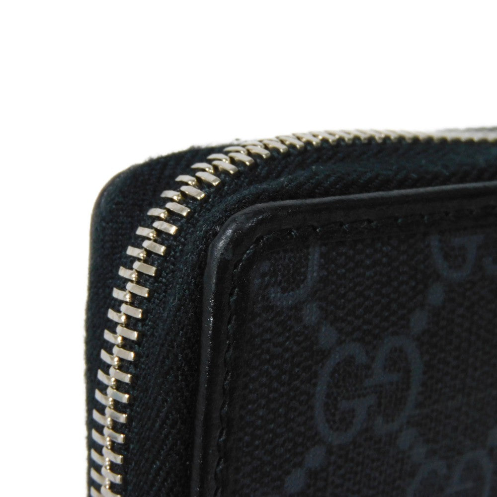 GUCCI Long Wallet Purse 673003 92TCN 1000 GG Supreme canvas (polyurethane processing) x Calfskin leather black GG Supreme Interlocking G zip-around wallet mens Used