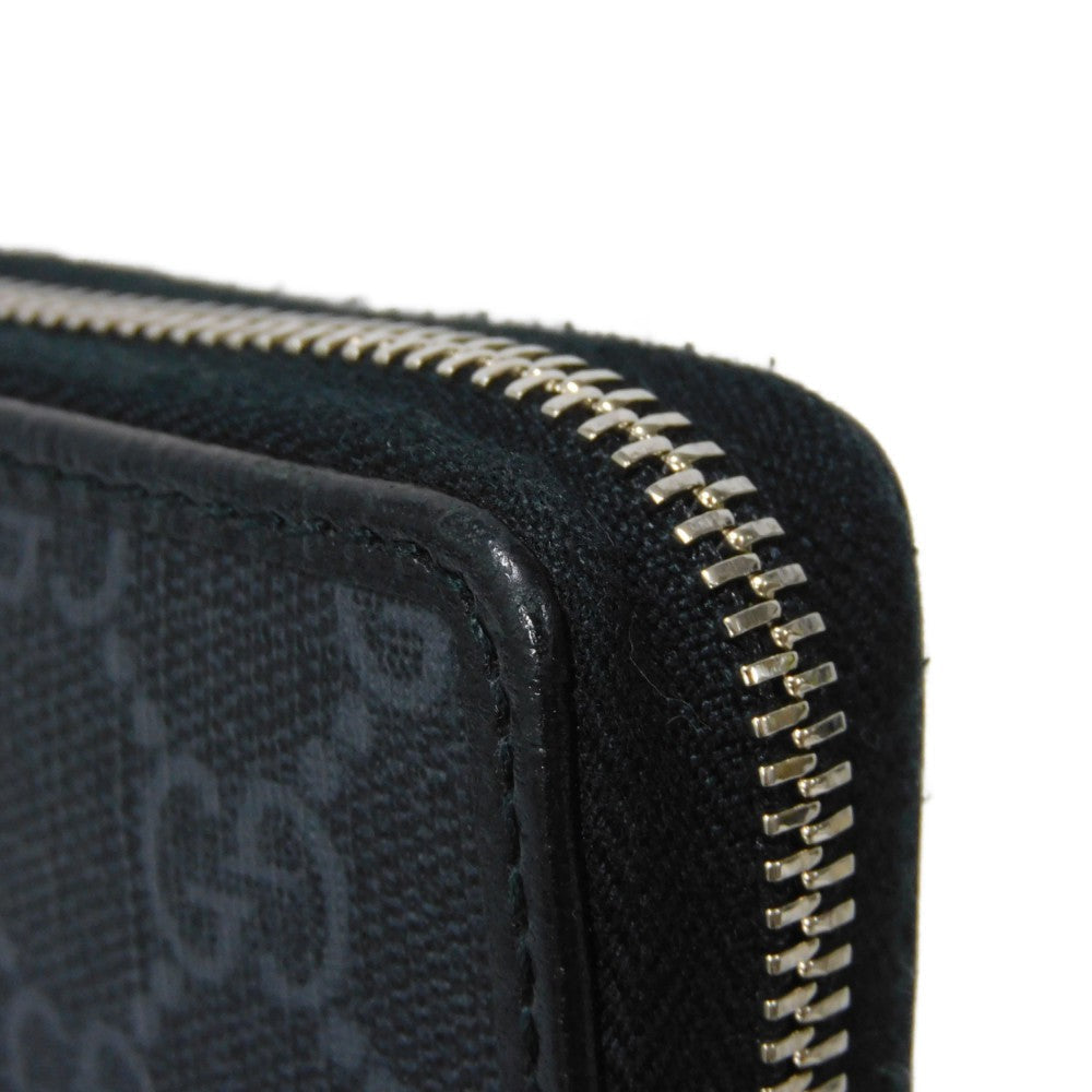GUCCI Long Wallet Purse 673003 92TCN 1000 GG Supreme canvas (polyurethane processing) x Calfskin leather black GG Supreme Interlocking G zip-around wallet mens Used