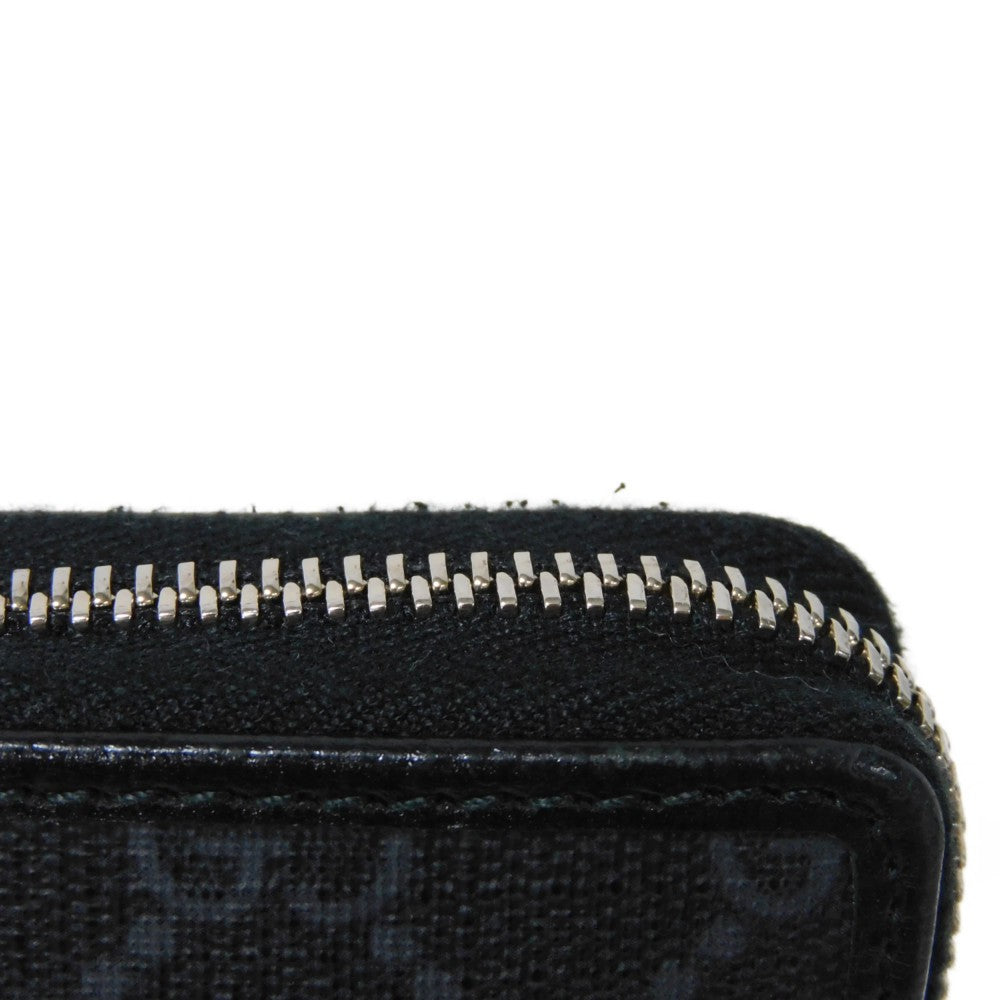 GUCCI Long Wallet Purse 673003 92TCN 1000 GG Supreme canvas (polyurethane processing) x Calfskin leather black GG Supreme Interlocking G zip-around wallet mens Used