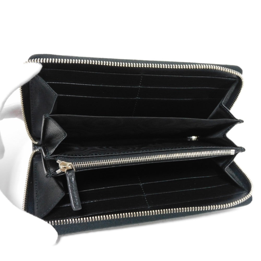 GUCCI Long Wallet Purse 673003 92TCN 1000 GG Supreme canvas (polyurethane processing) x Calfskin leather black GG Supreme Interlocking G zip-around wallet mens Used