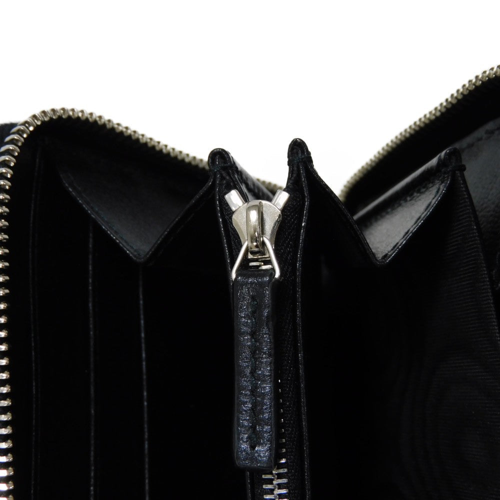 GUCCI Long Wallet Purse 673003 92TCN 1000 GG Supreme canvas (polyurethane processing) x Calfskin leather black GG Supreme Interlocking G zip-around wallet mens Used