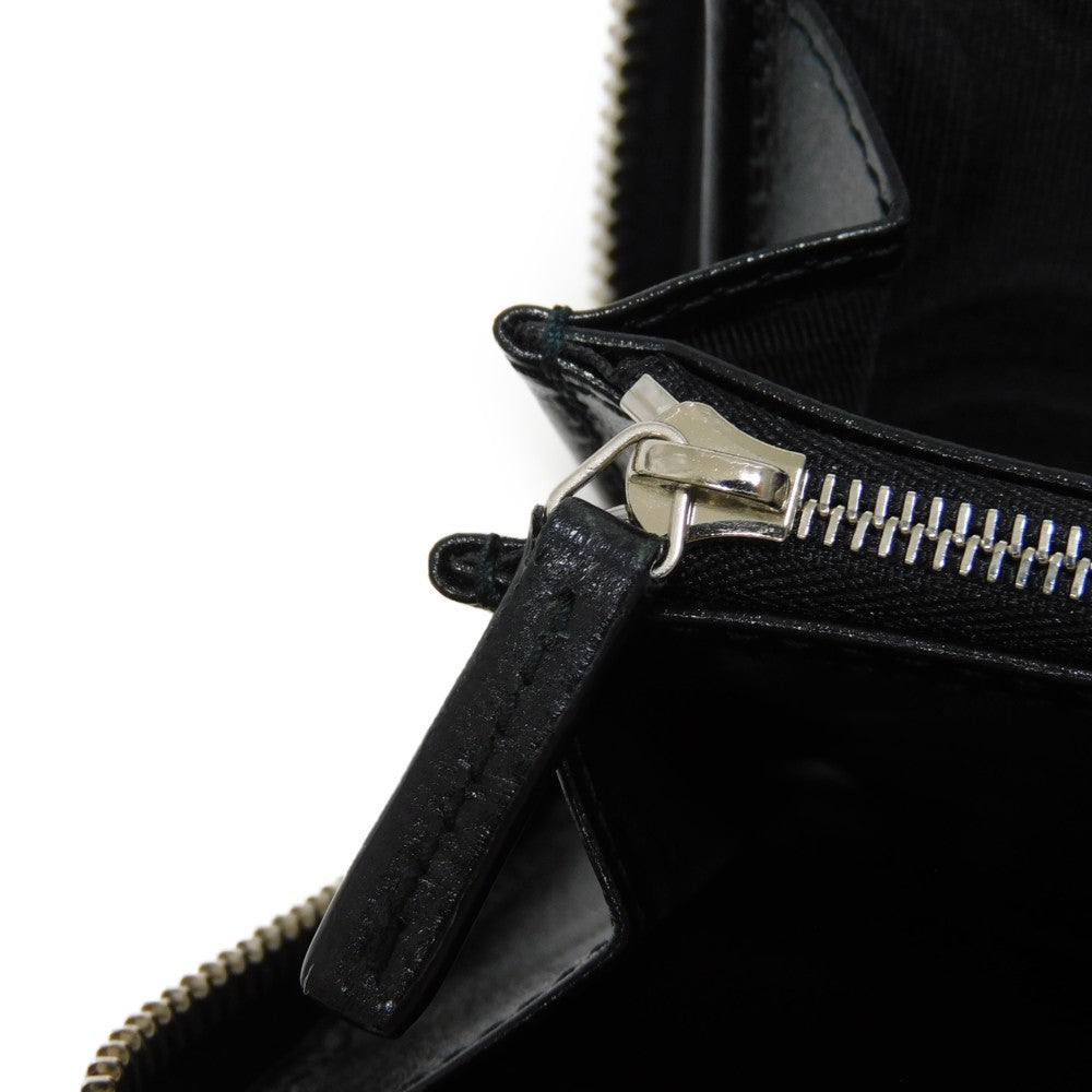 GUCCI Long Wallet Purse 673003 92TCN 1000 GG Supreme canvas (polyurethane processing) x Calfskin leather black GG Supreme Interlocking G zip-around wallet mens Used