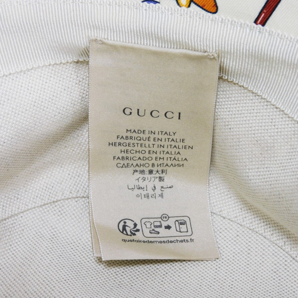 GUCCI hat 736960 4HAX1 9278 Outer: 100% cotton x Lining: 65% cotton x 35% linen Ivory logo Animal Print Bucket Hat Women S Used