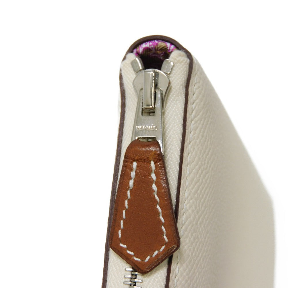 HERMES Long Wallet Purse Epsom, Silk Nata x Mauve Silvestre lucky daisy Azap Long Silk Inn Women Used