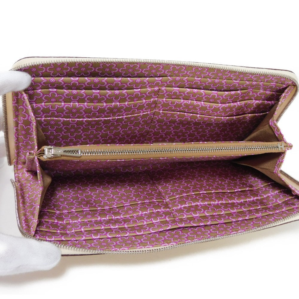 HERMES Long Wallet Purse Epsom, Silk Nata x Mauve Silvestre lucky daisy Azap Long Silk Inn Women Used
