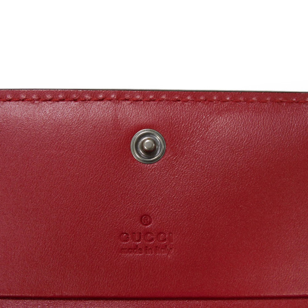 GUCCI Bifold Wallet 465859 CWD9N 9863 Smooth Calfskin Leather Hibiscus thread logo Chinese Ear Compact Wallet Women Used