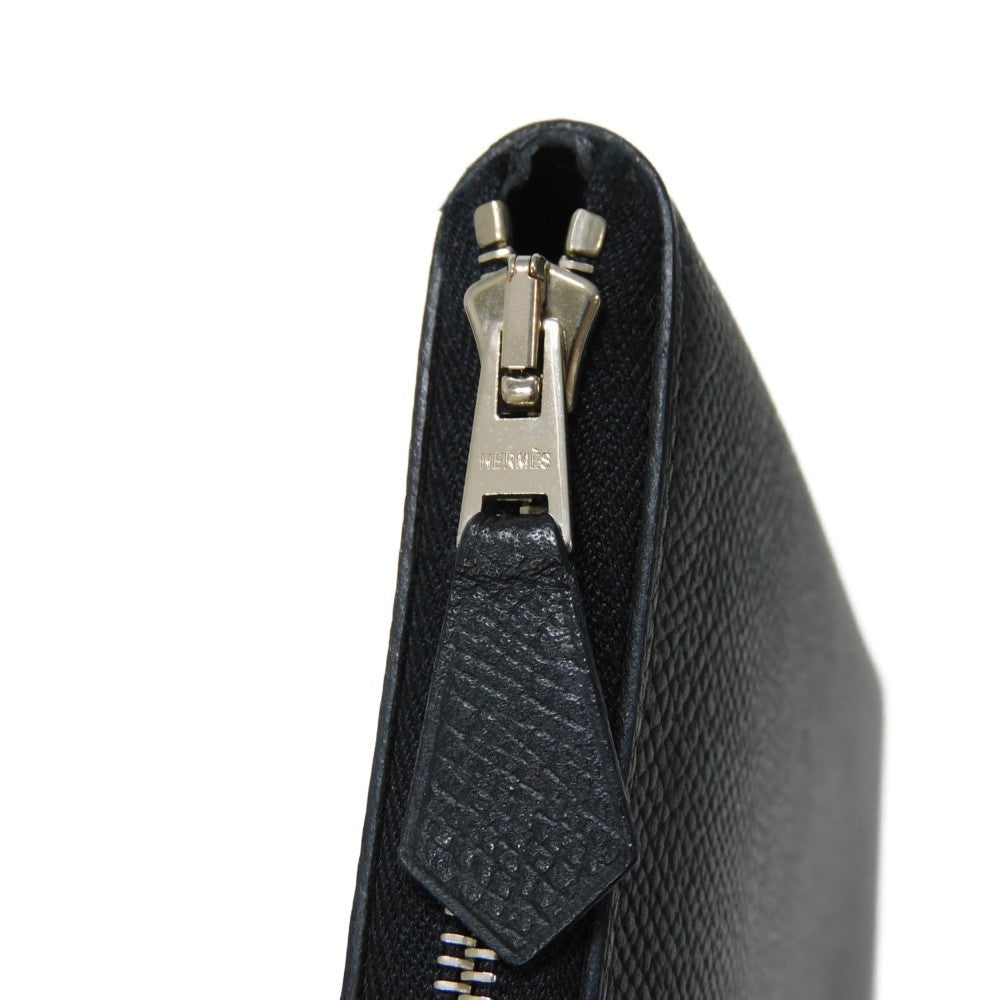 HERMES Long Wallet Purse Epsom black All leather Azap Long Classic mens(Unisex) Used