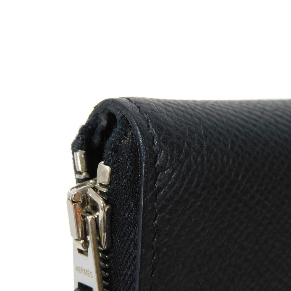HERMES Long Wallet Purse Epsom black All leather Azap Long Classic mens(Unisex) Used