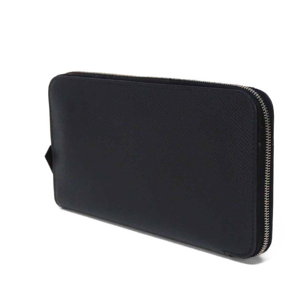HERMES Long Wallet Purse Epsom black All leather Azap Long Classic mens(Unisex) Used