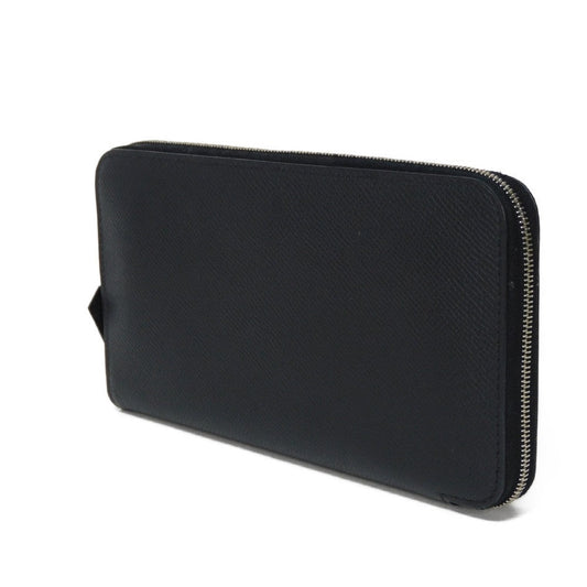 HERMES Long Wallet Purse Epsom black All leather Azap Long Classic mens(Unisex) Used