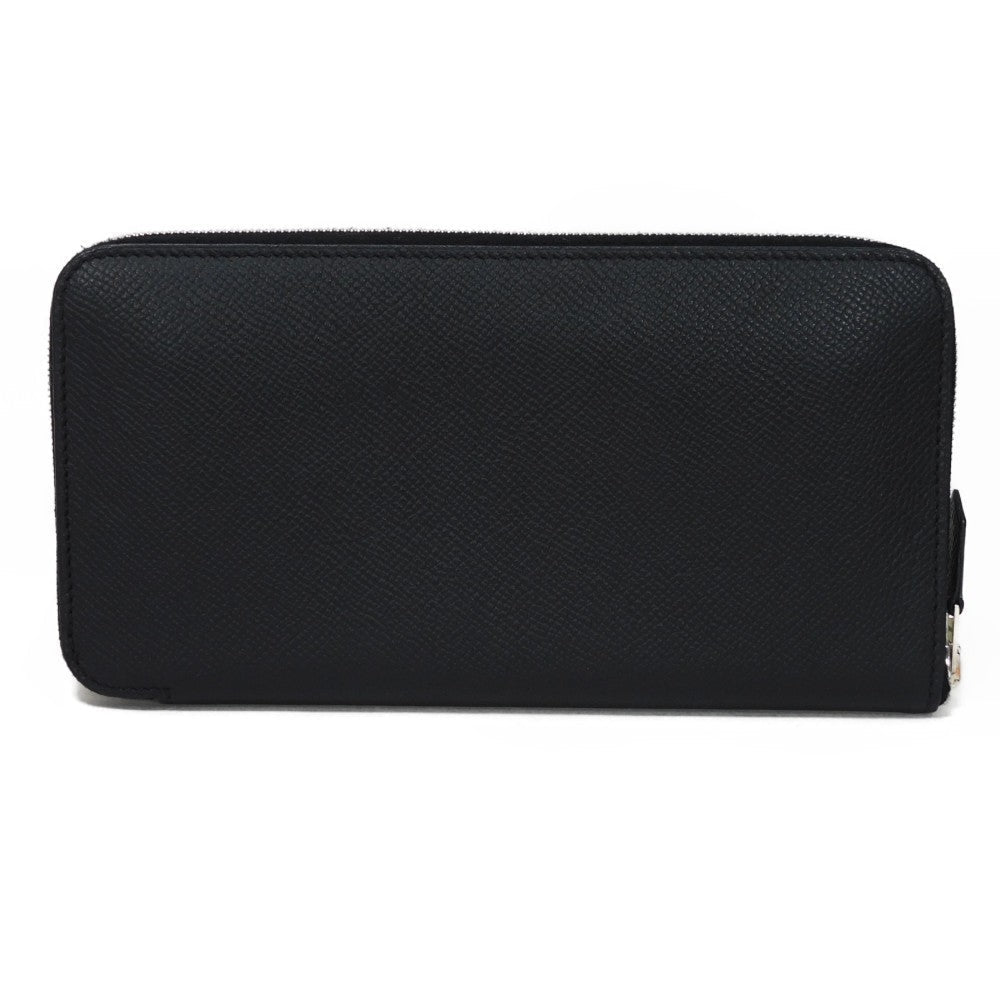 HERMES Long Wallet Purse Epsom black All leather Azap Long Classic mens(Unisex) Used