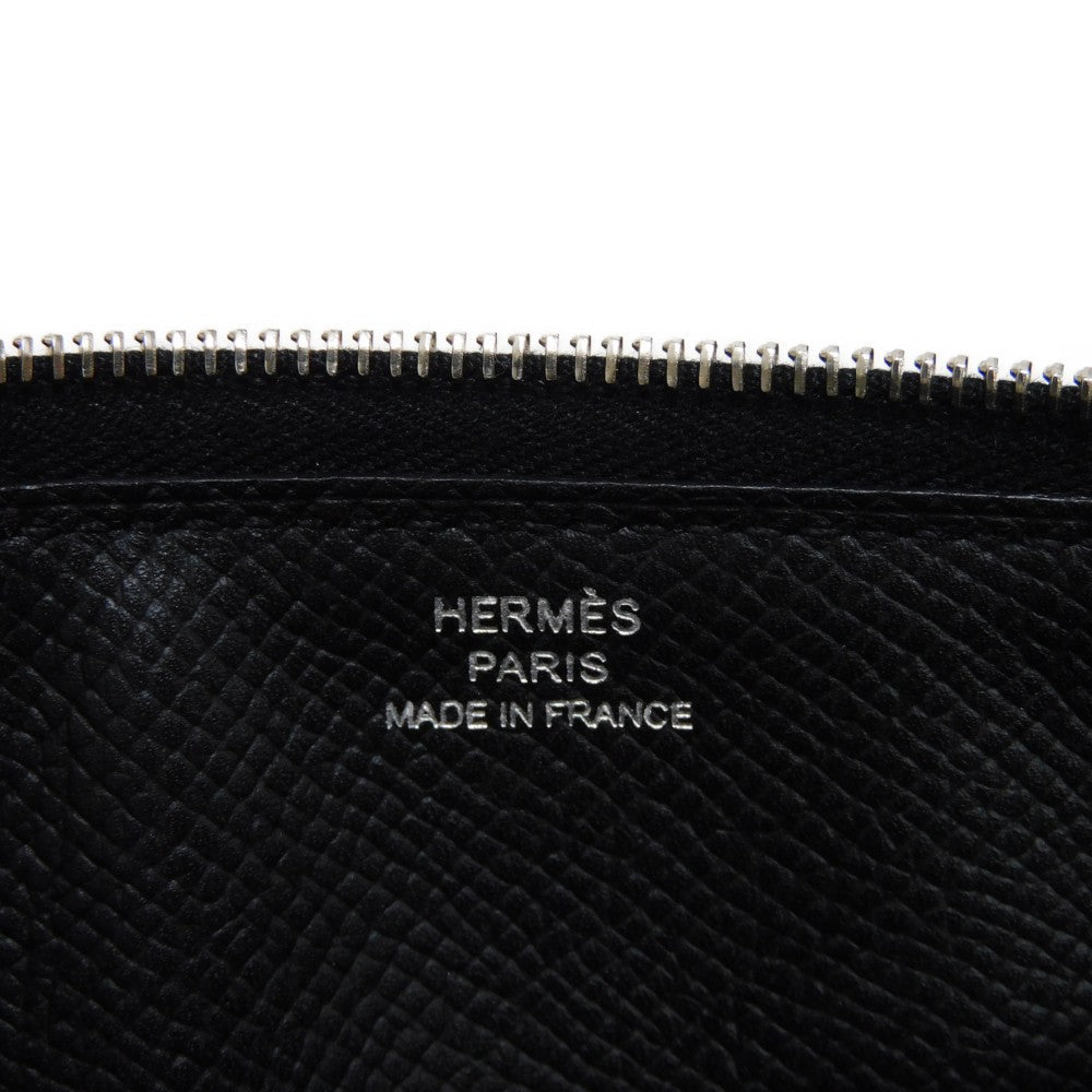 HERMES Long Wallet Purse Epsom black All leather Azap Long Classic mens(Unisex) Used