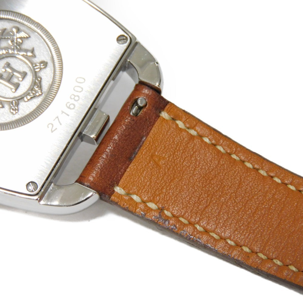 HERMES Watches Quartz CT1.710 Stainless Steel , Leather Brown Cape Cod Tonneau white dial
