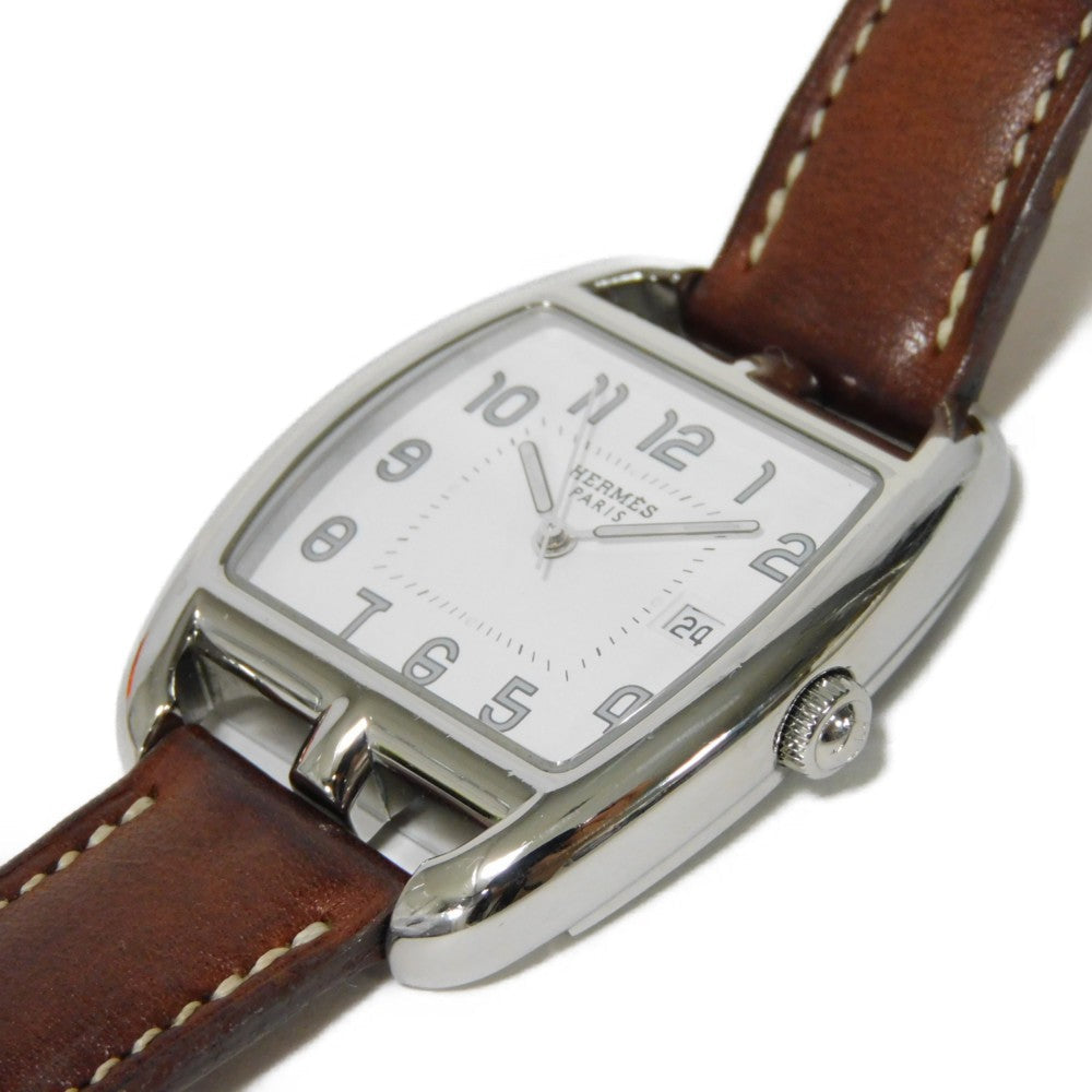 HERMES Watches Quartz CT1.710 Stainless Steel , Leather Brown Cape Cod Tonneau white dial