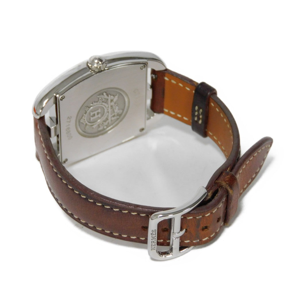 HERMES Watches Quartz CT1.710 Stainless Steel , Leather Brown Cape Cod Tonneau white dial