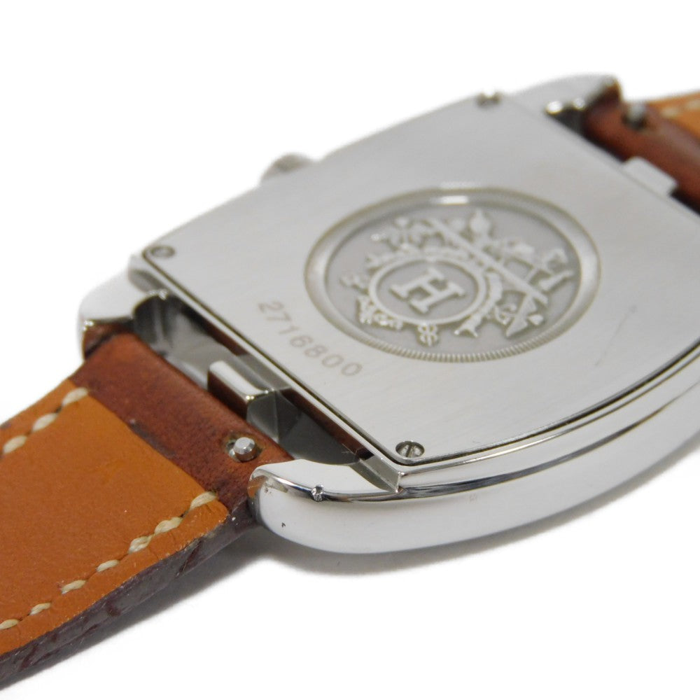 HERMES Watches Quartz CT1.710 Stainless Steel , Leather Brown Cape Cod Tonneau white dial