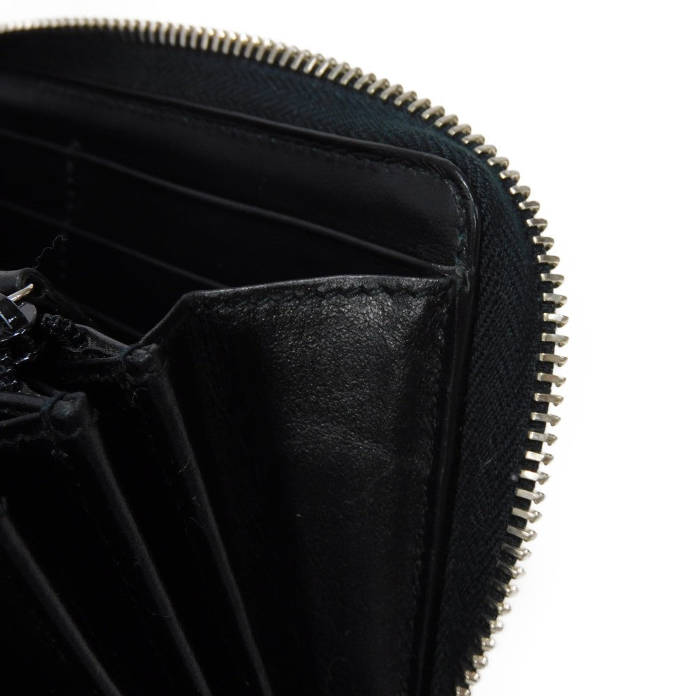GUCCI Long Wallet Purse 597677 DTDTN 1058 Smooth Calfskin Leather black Logo embossing Blade Embroidery Zip Around Wallet mens Secondhand
