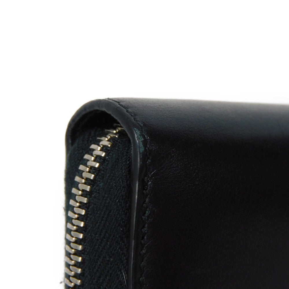 GUCCI Long Wallet Purse 597677 DTDTN 1058 Smooth Calfskin Leather black Logo embossing Blade Embroidery Zip Around Wallet mens Secondhand