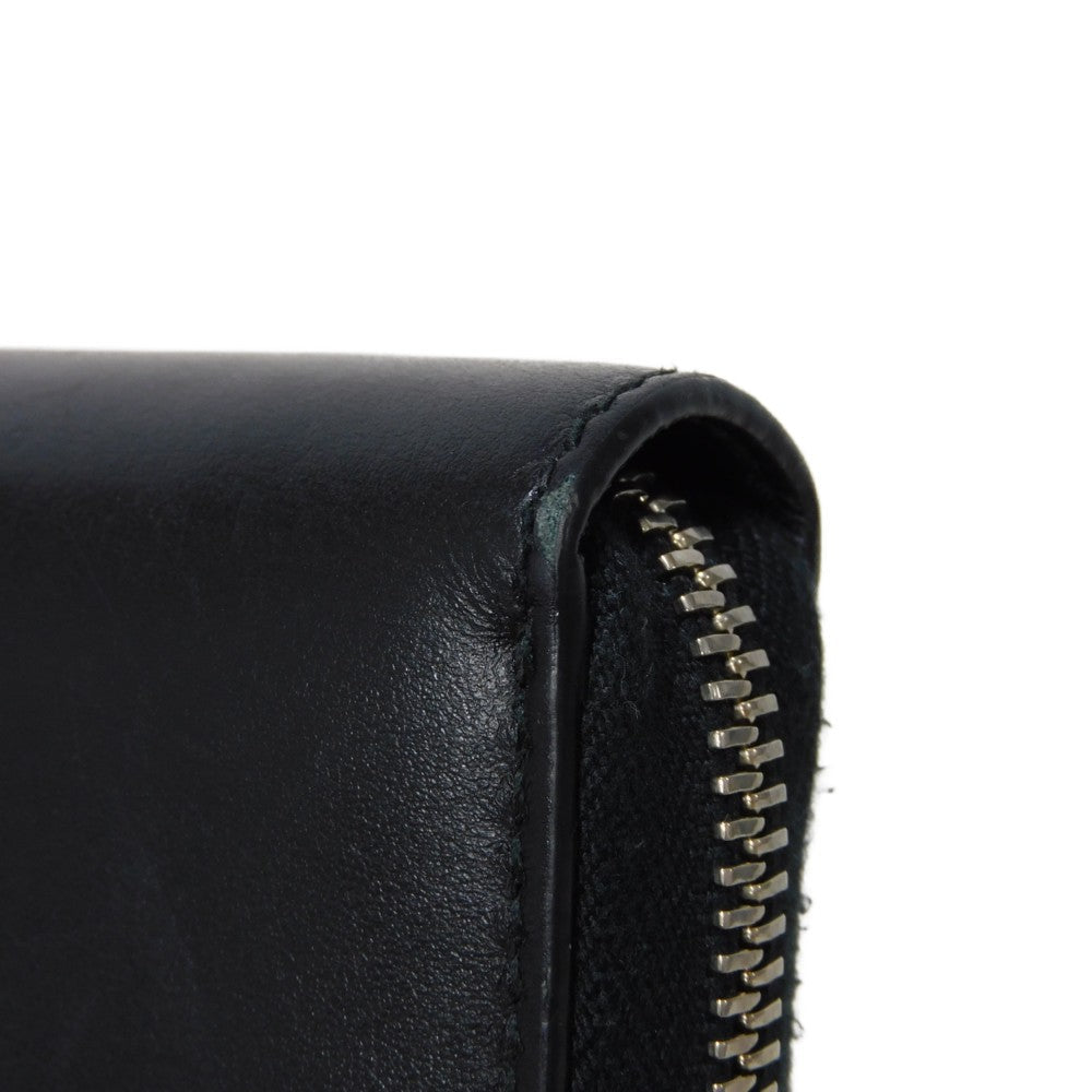 GUCCI Long Wallet Purse 597677 DTDTN 1058 Smooth Calfskin Leather black Logo embossing Blade Embroidery Zip Around Wallet mens Secondhand