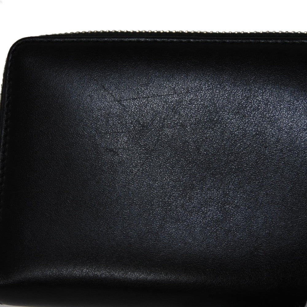 GUCCI Long Wallet Purse 597677 DTDTN 1058 Smooth Calfskin Leather black Logo embossing Blade Embroidery Zip Around Wallet mens Secondhand