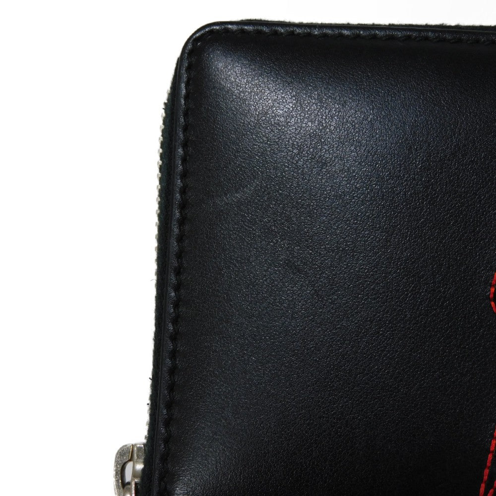 GUCCI Long Wallet Purse 597677 DTDTN 1058 Smooth Calfskin Leather black Logo embossing Blade Embroidery Zip Around Wallet mens Secondhand