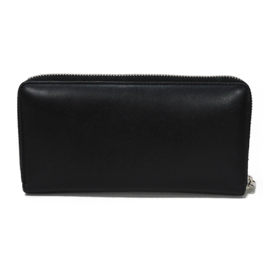 GUCCI Long Wallet Purse 597677 DTDTN 1058 Smooth Calfskin Leather black Logo embossing Blade Embroidery Zip Around Wallet mens Secondhand