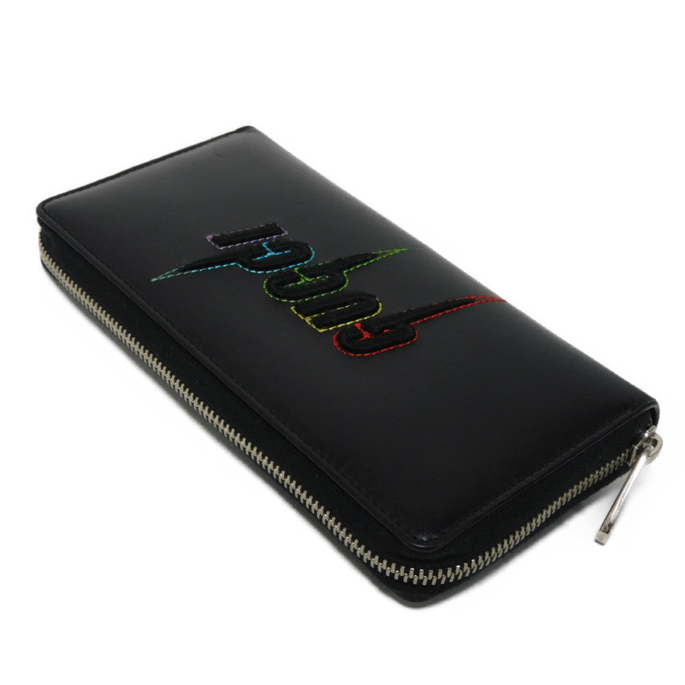 GUCCI Long Wallet Purse 597677 DTDTN 1058 Smooth Calfskin Leather black Logo embossing Blade Embroidery Zip Around Wallet mens Secondhand