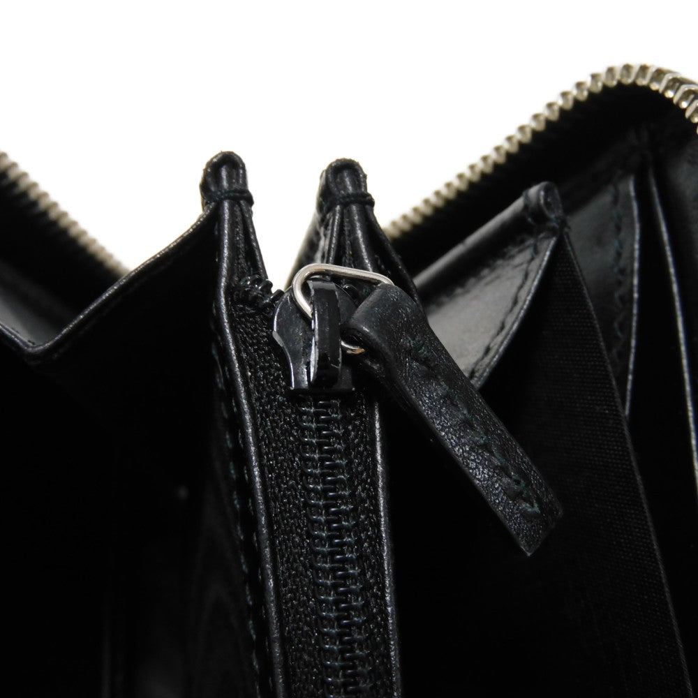 GUCCI Long Wallet Purse 597677 DTDTN 1058 Smooth Calfskin Leather black Logo embossing Blade Embroidery Zip Around Wallet mens Secondhand