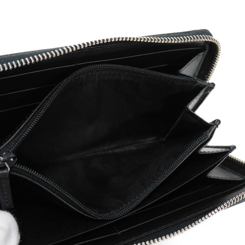 GUCCI Long Wallet Purse 597677 DTDTN 1058 Smooth Calfskin Leather black Logo embossing Blade Embroidery Zip Around Wallet mens Secondhand