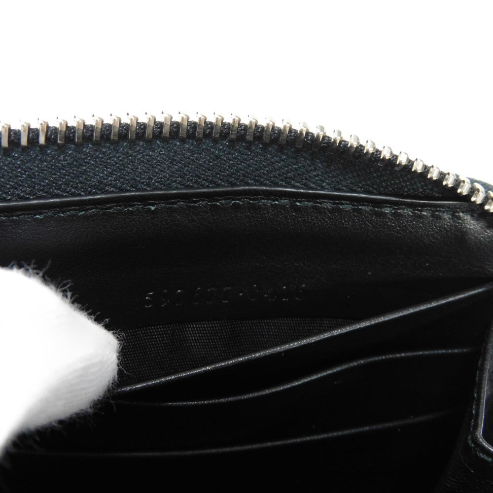 GUCCI Long Wallet Purse 597677 DTDTN 1058 Smooth Calfskin Leather black Logo embossing Blade Embroidery Zip Around Wallet mens Secondhand