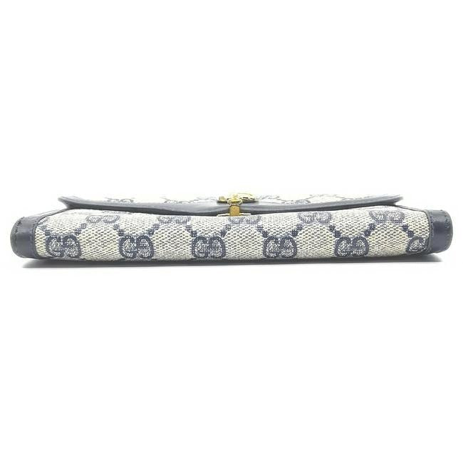 Gucci Navy Guccissima Horse Bit Leather Wallet