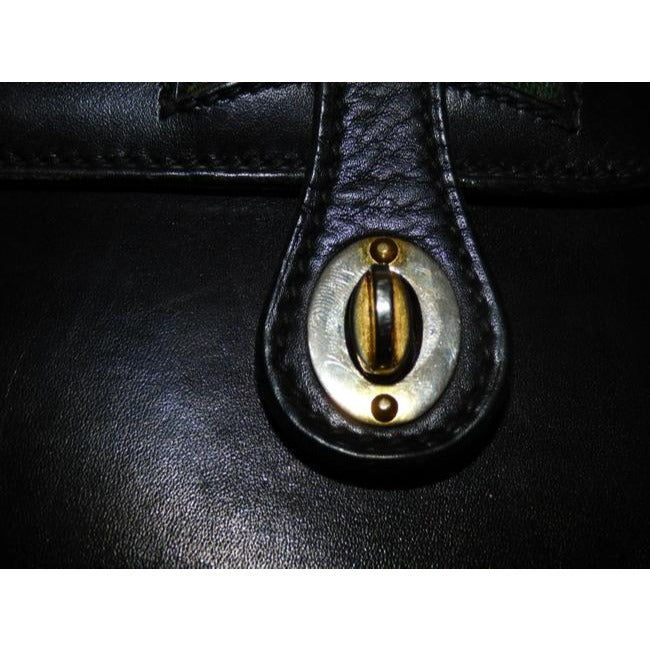 Gucci Buckle Top Bag W And Redgreen Stripes Blackredgreenbamboo Handle Leather Satchel