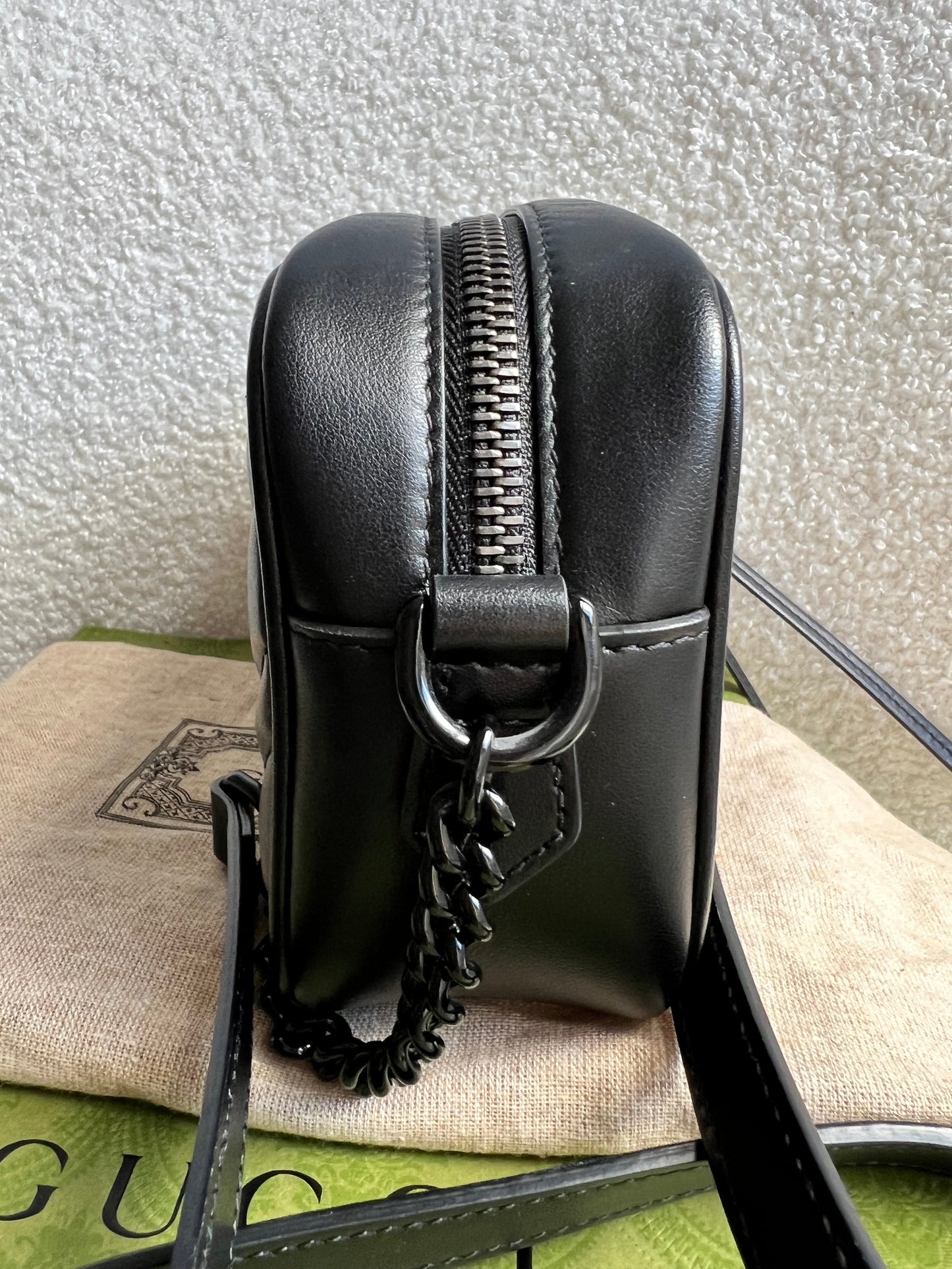 Gucci GG Black on Black Marmont Mini Shoulder Bag (RRP £1,160)
