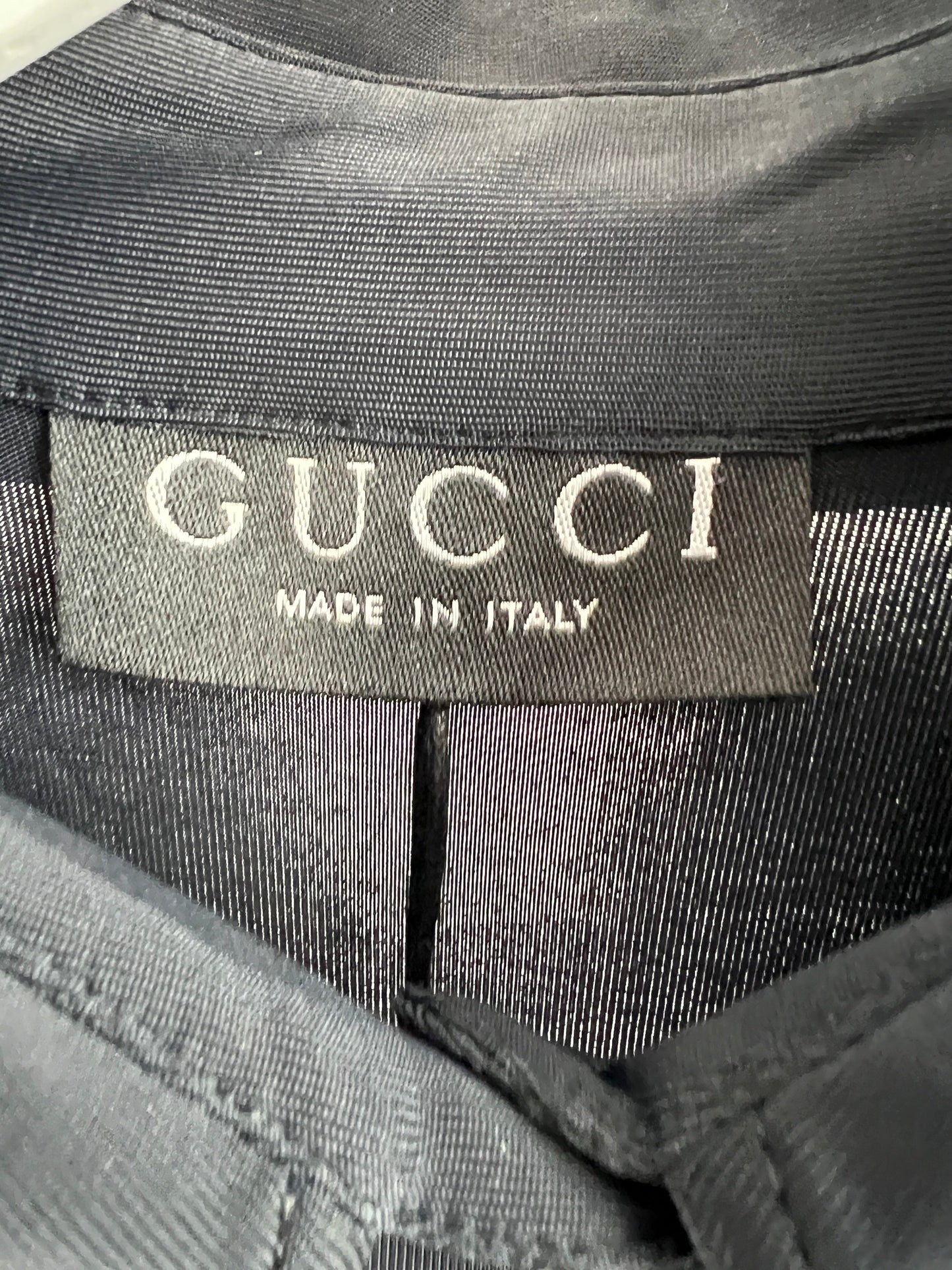 Gucci Navy Long Sleeve Stretch Shirt with Pearl Button Details IT 42 (UK 10)