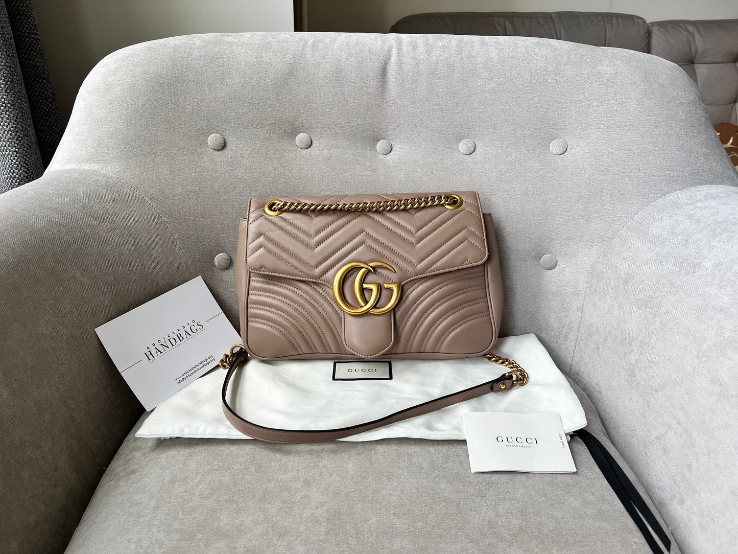 Gucci GG Dusty Pink Marmont Medium Shoulder Bag (RRP £2,340)