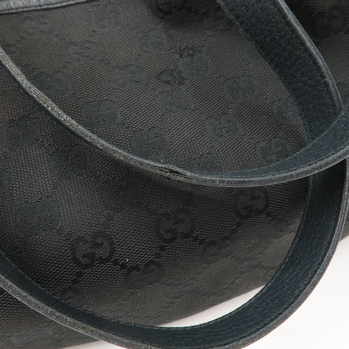 GUCCI Abbey GG Canvas Leather Tote Bag Shoulder Bag Black 130736