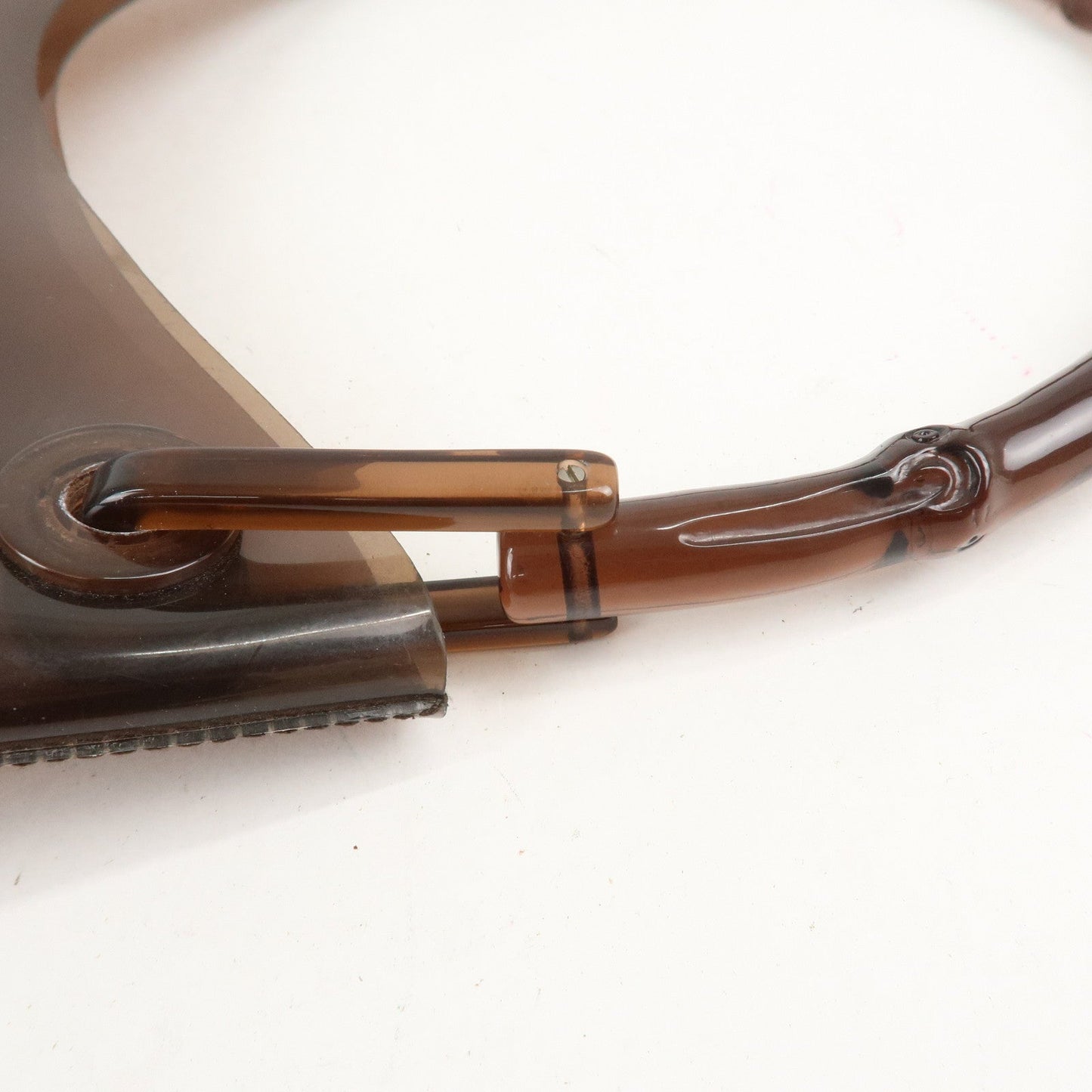 GUCCI Bamboo Vinyl Leather Shoulder Bag Clear Brown 001.2113.1880
