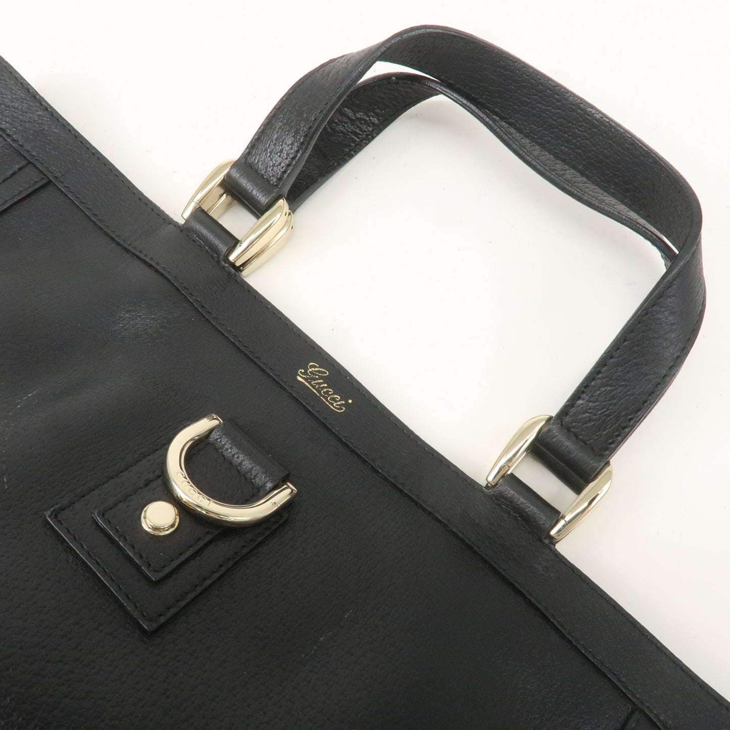 GUCCI Abbey Leather Tote Bag Hand Bag Black 130739