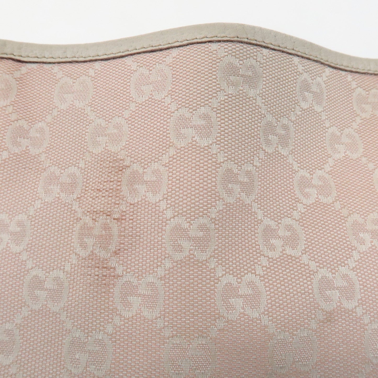 GUCCI Abbey GG Canvas Leather Tote Hand Bag Pink Ivory 130736
